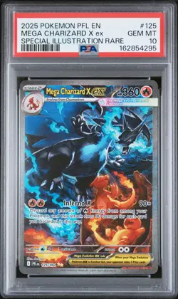2025 POKEMON PFL EN-PHANTASMAL FLAMES #125 MEGA CHARIZARD X EX PSA 10 - Image 1