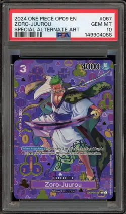 One Piece CCG Zoro-Juurou Special Alternate Art OP05-067 PSA 10 Gem Mint - Image 1