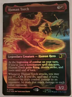 Human Torch (Borderless) (Surge Foil) Commander: Marvel Super Heroes Foil - Image 1