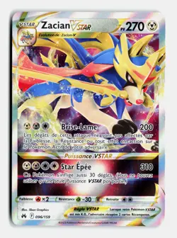 Carte Pokemon Zacian VStar 096/159 EB12.5 Zenith Supreme Epee et Bouclier - Image 1
