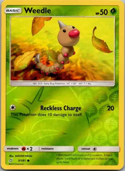 Weedle 3/181 Common Team Up Pokemon Reverse Holo Near Mint - Image 1