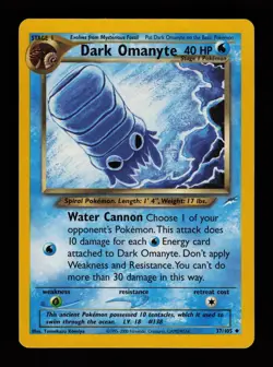 Dark Omanyte 37/105 Tomokazu Komiya Unlimited Uncommon Neo Destiny Pokemon Cards - Image 1