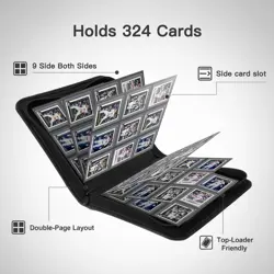 Toploader Binder,9 Pocket with 324 Card Slots for 3" x 4" Rigid Cards,PU Card... - Image 3