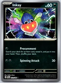 Inkay 051/084 Common Pitch Black Pokemon Reverse Holo Near Mint - Image 1