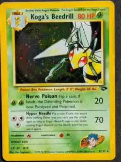 Kogas Beedrill 9/132 Holo Rare WOTC Gym Challenge Pokemon Card Near Mint - Image 1