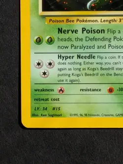 Kogas Beedrill 9/132 Holo Rare WOTC Gym Challenge Pokemon Card Near Mint - Image 5