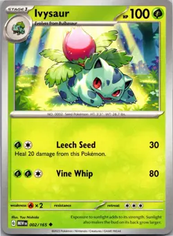Ivysaur 002/165 Uncommon 151 Pokemon Near Mint - Image 1