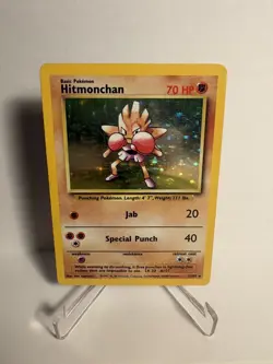 Pokemon Hitmonchan 7/102 WotC Base Set Unlimited Holo Rare - MP - Image 1