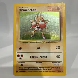 Pokemon TCG Hitmonchan Base Set 7/102 Holo Unlimited Holo Rare (LP/MP) - Image 1