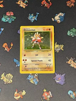 Pokemon Cards Hitmonchan 7/102 Holo Rare Base Set UNLIMITED - (MP) - Image 1