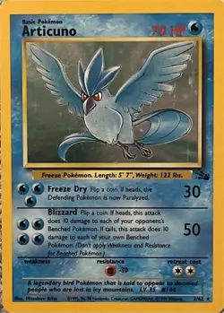 Pokemon TCG Articuno Fossil Holo Card 2/62 Unlimited Rare 1999 - Image 1