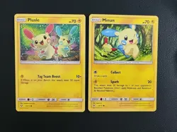 Plusle 33/73 & Minun 34/73 - Shining Legends Pokemon Cards - NM - Image 1