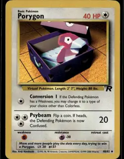 Porygon Uncommon Team Rocket 48/82 Colorless Unlimited Pokemon Card - Image 1