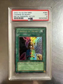 2002 Yu-Gi-Oh! TCG Metal Raiders Change Of Heart 1st Edition MRD-060 - PSA 5 - Image 1