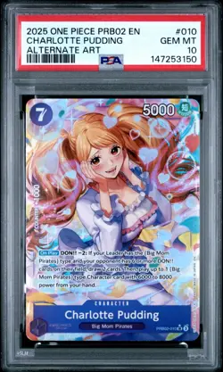 2025 One Piece PRB02 Premium Booster Charlotte Pudding #010 Alt Art PSA 10 - Image 1