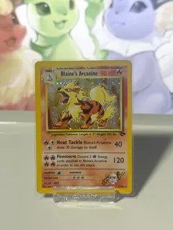 Blaine's Arcanine 1/132 Gym Challenge Unlimited Holo Pokemon Card HP - Image 1