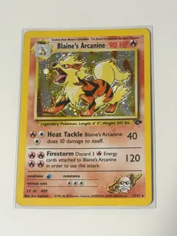 Blaine's Arcanine 1/132 Gym Challenge Unlimited Holo Pokemon Card HP - Image 2