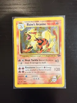 Pokemon Blaine's Arcanine 1/132 Gym Challenge Holo Card Unlimited HP With Crease - Image 3