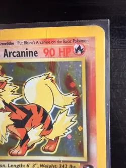 Pokemon Blaine's Arcanine 1/132 Gym Challenge Holo Card Unlimited HP With Crease - Image 4