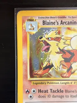 Pokemon Blaine's Arcanine 1/132 Gym Challenge Holo Card Unlimited HP With Crease - Image 5