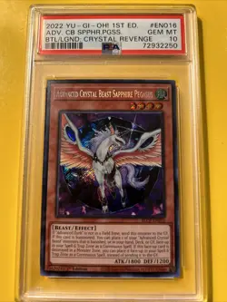YuGiOh ADVANCED CRYSTAL BEAST SAPPHIRE PEGASUS #BLCR-EN016🔥PSA 10🔥1st ED-2022 - Image 1