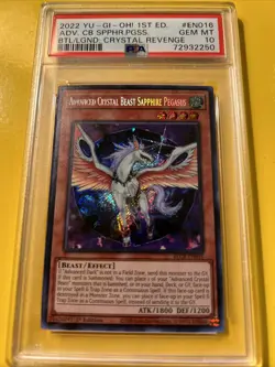 YuGiOh ADVANCED CRYSTAL BEAST SAPPHIRE PEGASUS #BLCR-EN016🔥PSA 10🔥1st ED-2022 - Image 2