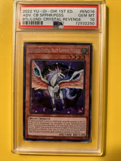 YuGiOh ADVANCED CRYSTAL BEAST SAPPHIRE PEGASUS #BLCR-EN016🔥PSA 10🔥1st ED-2022 - Image 3