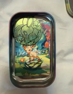 Pokemon Prismatic Evolutions Mini Tin Leafeon & Eevee Collectable Art Card Coin - Image 3