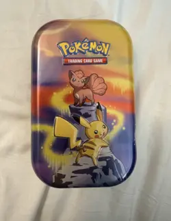 Pokemon Tcg Mini Tin Pikachu Vulpix With Collectible Art Card & Coin - Image 1