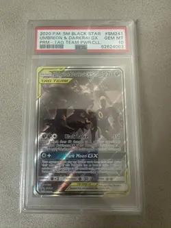 Pokemon Umbreon & Darkrai GX SM241 SM Black Star Promo TAG TEAM Holo PSA 10 - Image 1