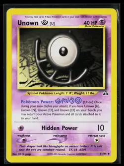 Unown [U] 51/75 Uncommon Neo Discovery WOTC Vintage Pokemon LP - Image 1
