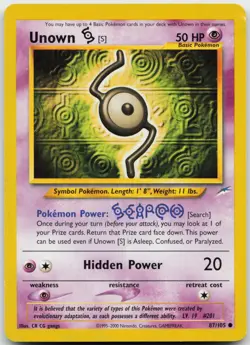 Unown [S] 87/105 1st Edition Pokemon Neo Destiny - DMG - Image 1