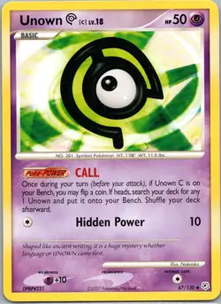Pokemon TCG Unown C 67/130 Diamond Pearl LP - Image 1