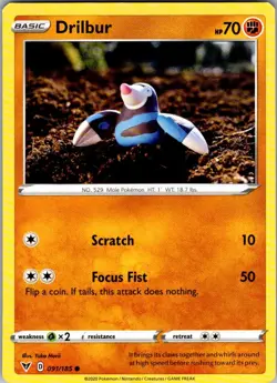 Drilbur Vivid Voltage 091/185 Common Pokemon Near Mint - Image 1