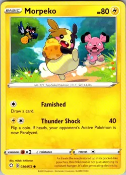 Morpeko Shining Fates 036/072 Common Pokemon Near Mint - Image 1