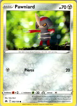 Pawniard Crown Zenith 092/159 Common Pokemon Near Mint - Image 1