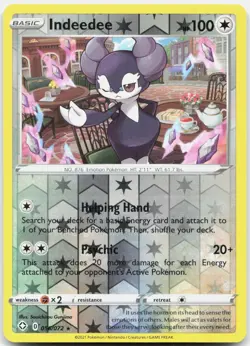 Indeedee 056/072 Holo Rare Shining Fates Pokemon Reverse Holo Near Mint - Image 1