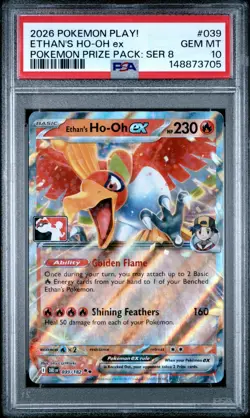 PSA 10 Ethan's Ho-Oh Ex 039/182 NM Prize Pack Play Stamp Series 8 - Image 1