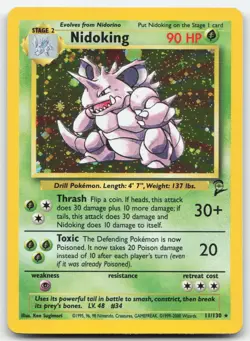 Nidoking 11 Lightly Played 102 Base Set Unlimited Holo Pokemon Card TCG - Image 1