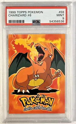 Pokemon 1999 Topps Movie Evolution Charizard E6 PSA 9 MINT - Image 1