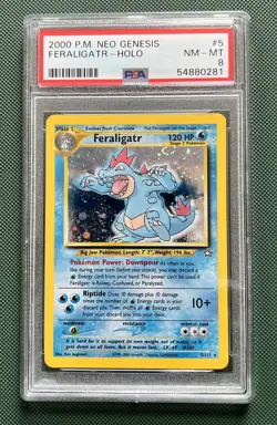 SWIRL 2000 POKEMON NEO GENESIS #5 FERALIGATR-HOLO PSA 8 - Image 1