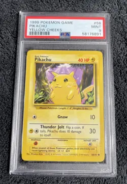 1999 Pokemon Game Pikachu Yellow Cheeks PSA 9 Mint #58✨ - Image 1