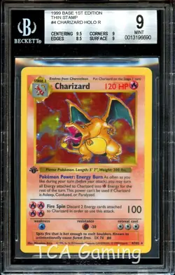 BGS 9 MINT Charizard 4/102 1st Edition HOLO RARE Base Set Pokemon Card 690 - Image 1
