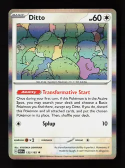 Ditto 132/165 Rare 151 Pokemon Holo Near Mint - Image 1