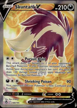 Skuntank V 180/195 LP Ultra Rare Silver Tempest Pokemon Holo - Image 1
