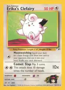 ERIKA'S CLEFAIRY 25/132 RARE GYM HEROES POKEMON UNLIMITED NEAR MINT - Image 1
