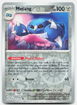 Metang Reverse Holo 114/162 Common Temporal Forces Pokemon Near Mint - Image 1
