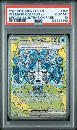 2025 POKEMON PRE EN-PRISMATIC EVOLUTIONS #152 WELLSPRING MASK OGERPON EX PSA 10 - Image 1