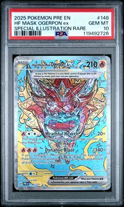 Pokemon Hearthflame Mask Ogerpon ex 148/131 Prismatic Evolutions Art PSA 10 - Image 1