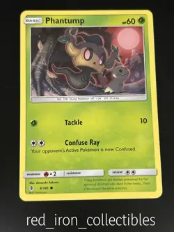 Phantump 6/145 Common Guardians Rising Sun & Moon Pokemon Card 2017 - Image 1
